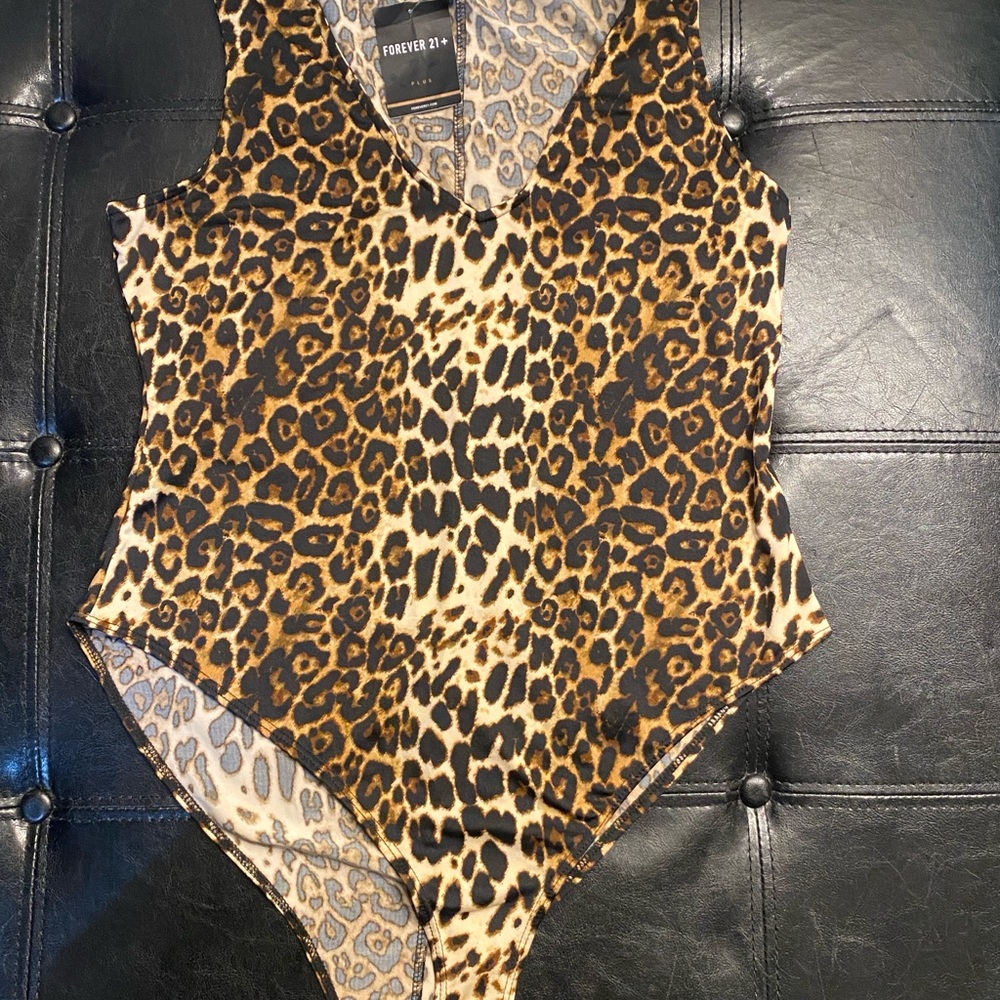 Forever 21 Animal Print Bodysuit - Brown and Black